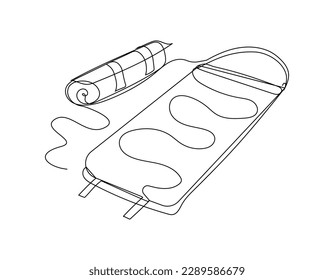 Continuous one line drawing of a sleeping bag. Camping concept. Simple vector illustration
