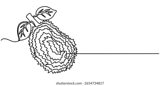 Desenho contínuo de uma linha de jaca orgânica doce saudável fatiado para identidade do logotipo do pomar. Ícone de horta de frutas conceito de fruta tropical fresca. Ilustração gráfica vetorial de design de desenho de linha única.
