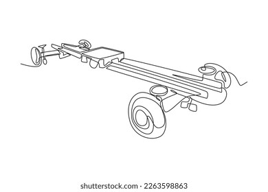 Continuous one line drawing sliders of tracking dolly system. Video shooting tools concept. Single line draw design vector graphic illustration.