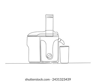 Continuous one line drawing of slow juicer machine. Slow juicer or blender single outline vector illustration. Editable stroke.
