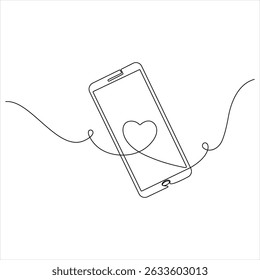 Continuous one line drawing of smartphone icon isolated vector illustration