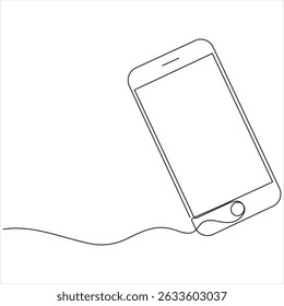Continuous one line drawing of smartphone icon isolated vector illustration