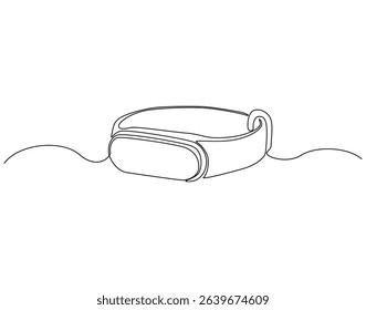 Continuous one line drawing of smartwatch. One line drawing illustration of fitness bracelet smartwatch. Clock touchscreen, technology concept single line. Editable outline