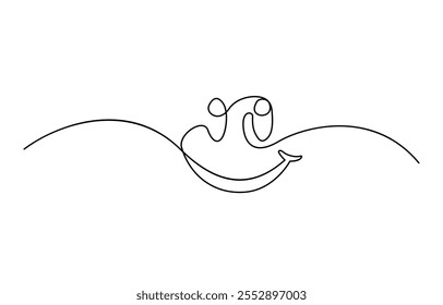 Continuous one line drawing of smile. Single line pattern of smile, One continuous line art smiling face, Positive Emotion Single Line Icon.
