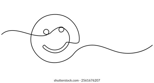 Continuous one line drawing of smile. Single line pattern of smile. Vector, One continuous line art smiling face isolated vector illustration on white background, Customer Satisfaction Continuous Line