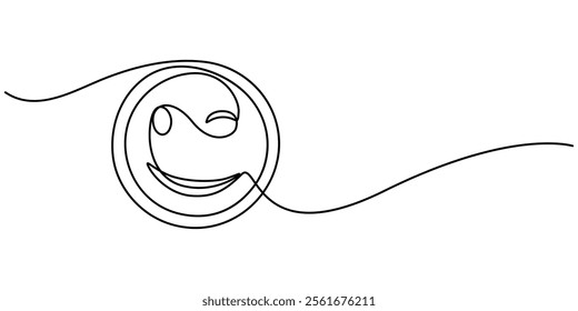 Continuous one line drawing of smile. Single line pattern of smile. Vector, One continuous line art smiling face isolated vector illustration on white background, Customer Satisfaction Continuous Line