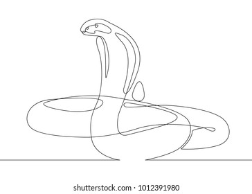 Continuous one line drawing snake cobra