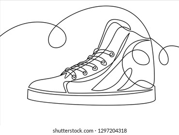 Continuous one line drawing sneakers 