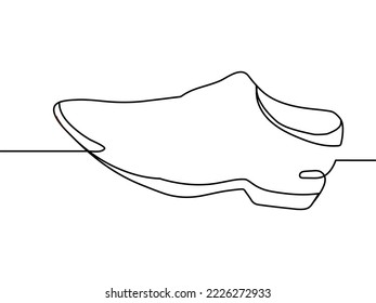 Dibujo continuo de una línea de zapato de zapatillas de tenis.