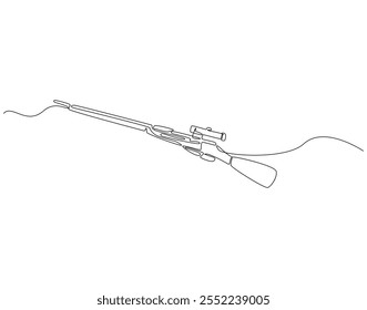 Dibujo continuo de una línea de rifle de francotirador. Ilustración de dibujo de una línea de francotirador de arma del ejército. Arma militar, arte de la línea del concepto del equipo del soldado