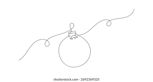 Dibujo continuo de una línea de decoración de bolas de Navidad de muñeco de nieve.