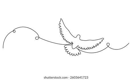 Continuous One Line Drawing of a Soaring Dove
