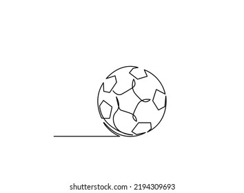 Continuous one line drawing. Soccer Ball Vector illustration