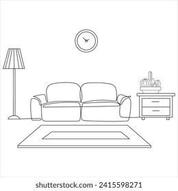 Continuous one line drawing of sofa furnitrure line art drawing vector illustration 