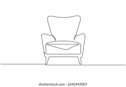 Desenho contínuo de uma linha de vetor poltrona sofá ilustração. Estrutura de tópicos editável