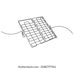 Continuous one line drawing of solar panel. Single line drawing illustration of renewable energy solar panel. Green energy concept vector art. Doodle line illustration.