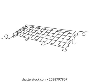 Continuous one line drawing of solar panel. Single line drawing illustration of renewable energy solar panel. Green energy concept vector art. Doodle line illustration.