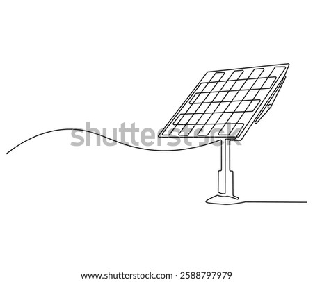 Continuous one line drawing of solar panel. Single line drawing illustration of renewable energy solar panel. Green energy concept vector art. Doodle line illustration.