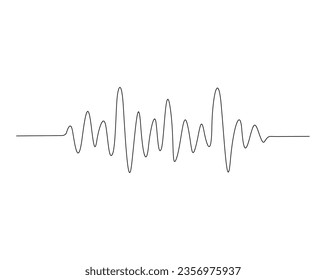 Continuous one line drawing of Sound Waves. Audio spectrum outline vector illustration. Editable stroke.