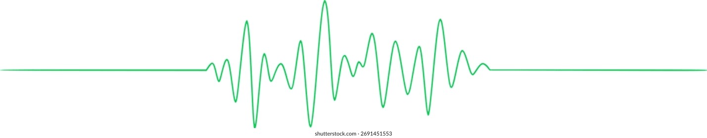 Continuous one line drawing of sound wave with different amplitude. Soundwave in simple linear style for banner music, webinar, online training. Editable stroke. Doodle vector illustration	
