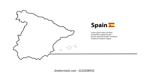 Continuous one line drawing of Spain