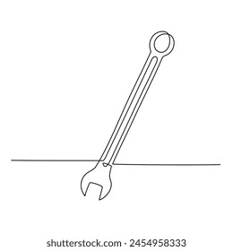 Continuous one line drawing of spanner. Vector illustration