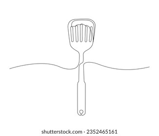 Continuous one line drawing of spatula. Kitchen spatula outline vector illustration. Editable stroke. 