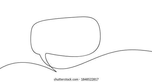 Continuous one line drawing of speech bubble, Black and white graphics vector minimalist linear illustration made of single line - Shutterstock ID 1848522817