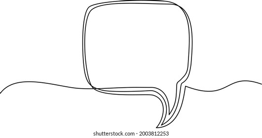 Continuous one line drawing of speech bubble, Black and white graphics vector minimalist linear illustration made of single line