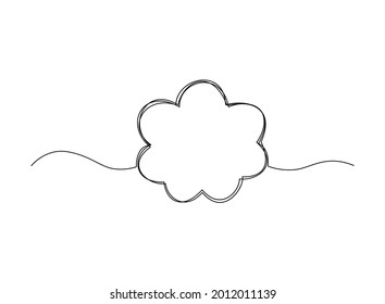 Continuous one line drawing of speech bubble, Black and white graphics vector minimalist linear illustration made of single line