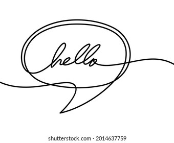 Continuous one line drawing of speech bubble. vector illustration made of single line.freehand drawn comic book speech bubble cartoon word hello