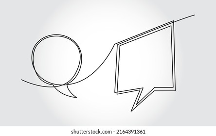 Continuous one line drawing of speech bubble.vector illustration made of single line