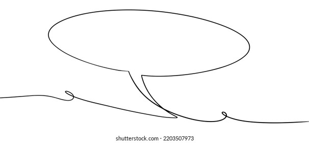 Continuous one line drawing of speech bubble. Doodle set element. Vector illustration.