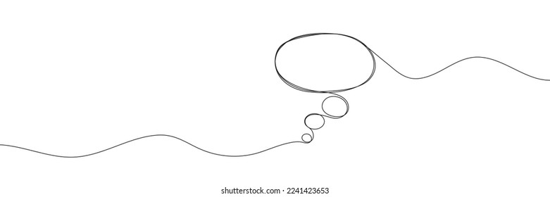 Continuo dibujo de una línea de discurso, burbuja vacía. Comunicación en la nube de línea sobre fondo blanco. Ilustración del vector