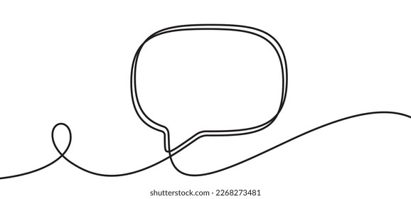 Dibujo continuo de una línea de la burbuja del discurso. Fondo de conversación de una sola línea. Cuadro de texto de conversación, cuadro de mensaje de retroalimentación y banner de comentario. Burbuja del discurso dibujada a mano. Un vector de línea continua