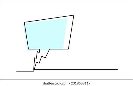 Continuous one line drawing of speech bubble. Single line object. Online conversation chat cloud. Minimalist graphic hand drawing linear vector illustration for background. Doodle illustration