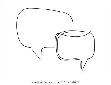 Continuous one line drawing of speech bubble. Single line chat background. Talk text box, feedback message box and comment banner. Hand drawn speech bubble. One continuous line vector