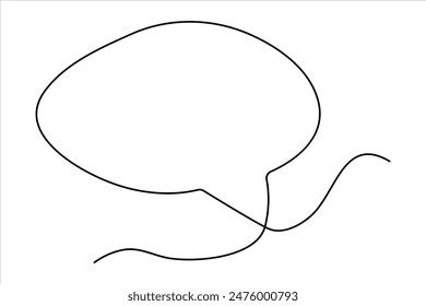 Continuous one line drawing of speech bubble. Doodle Vector illustration