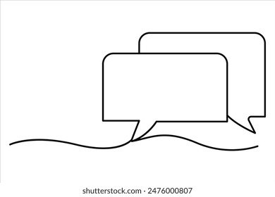 Continuous one line drawing of speech bubble. Doodle Vector illustration