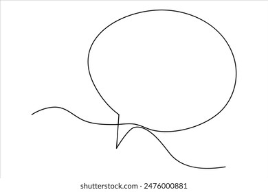 Continuous one line drawing of speech bubble. Doodle Vector illustration