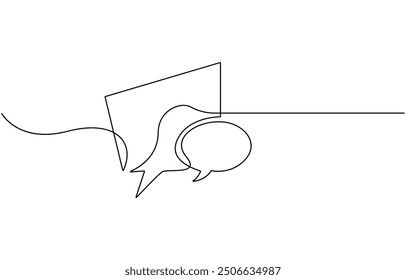 Continuous one line drawing of speech bubble. Doodle Vector illustration, Speech bubble line art continuous one line drawing. Simple linear style. Dialogue, chat, thought cloud icon