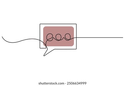 Dibujo continuo de una línea de la burbuja del discurso. Doodle Ilustración vectorial, arte de línea de la burbuja del discurso dibujo continuo de una línea. Estilo lineal simple. Diálogo, chat, icono de la nube de pensamiento