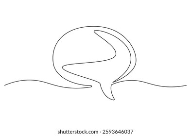 Continuous one line drawing of speech bubble. Single line drawing illustration of bubble frame for text. Balloon dialog speak concept vector art. Doodle line illustration.