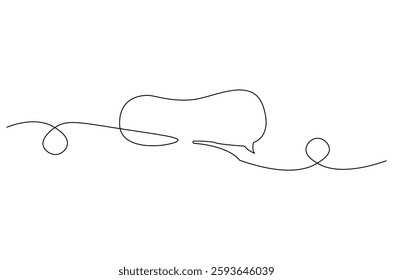 Continuous one line drawing of speech bubble. Single line drawing illustration of bubble frame for text. Balloon dialog speak concept vector art. Doodle line illustration.