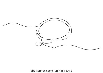 Continuous one line drawing of speech bubble. Single line drawing illustration of bubble frame for text. Balloon dialog speak concept vector art. Doodle line illustration.