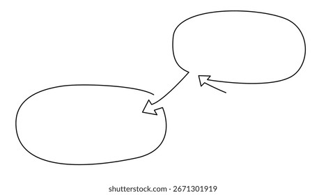 Continuous one line drawing of speech bubble. Minimal black and white vector illustration in linear style. Simple chat cloud graphic element for dialogue or message.