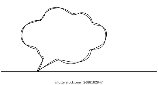 Continuous one line drawing speech bubble symbol isolated vector illustration, minimalist style outline vector illustration. 
