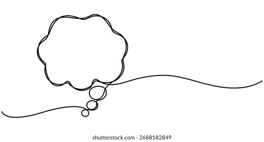 Ilustración vectorial aislada del símbolo de la burbuja del discurso del dibujo continuo de una línea, Ilustración vectorial minimalista del contorno del estilo. 