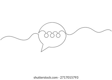 Desenho contínuo de uma linha de uma bolha de fala representando comunicação e diálogo