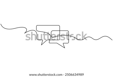 Continuous one line drawing of speech bubble. Doodle Vector illustration, Speech bubble line art continuous one line drawing. Simple linear style. Dialogue, chat, thought cloud icon